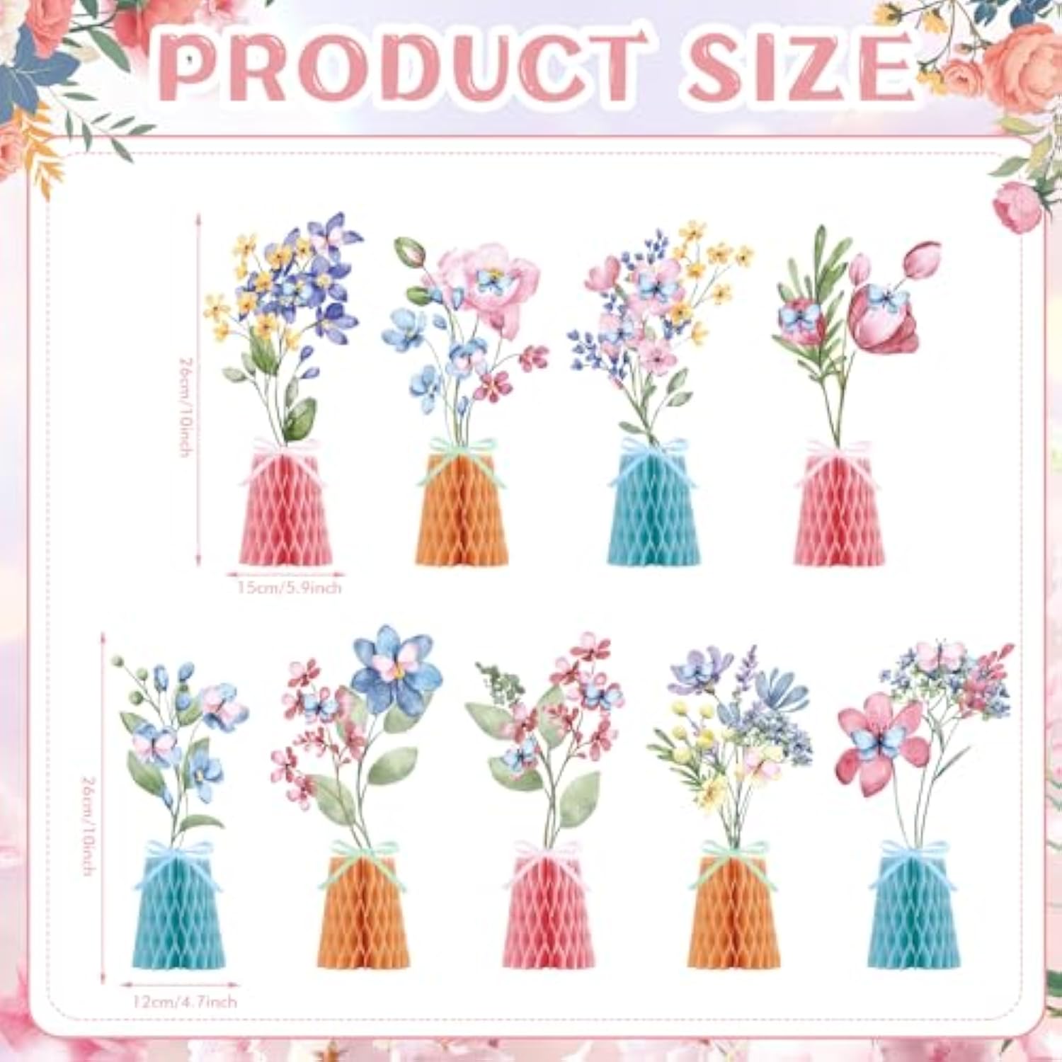 9 Pcs Wildflowers Honeycomb Centerpieces Wildflower Party Supplies Spring Summer Wildflower Theme Table Centerpieces For Wedding Little Wildflower Baby Shower Decorations (Wildflower)