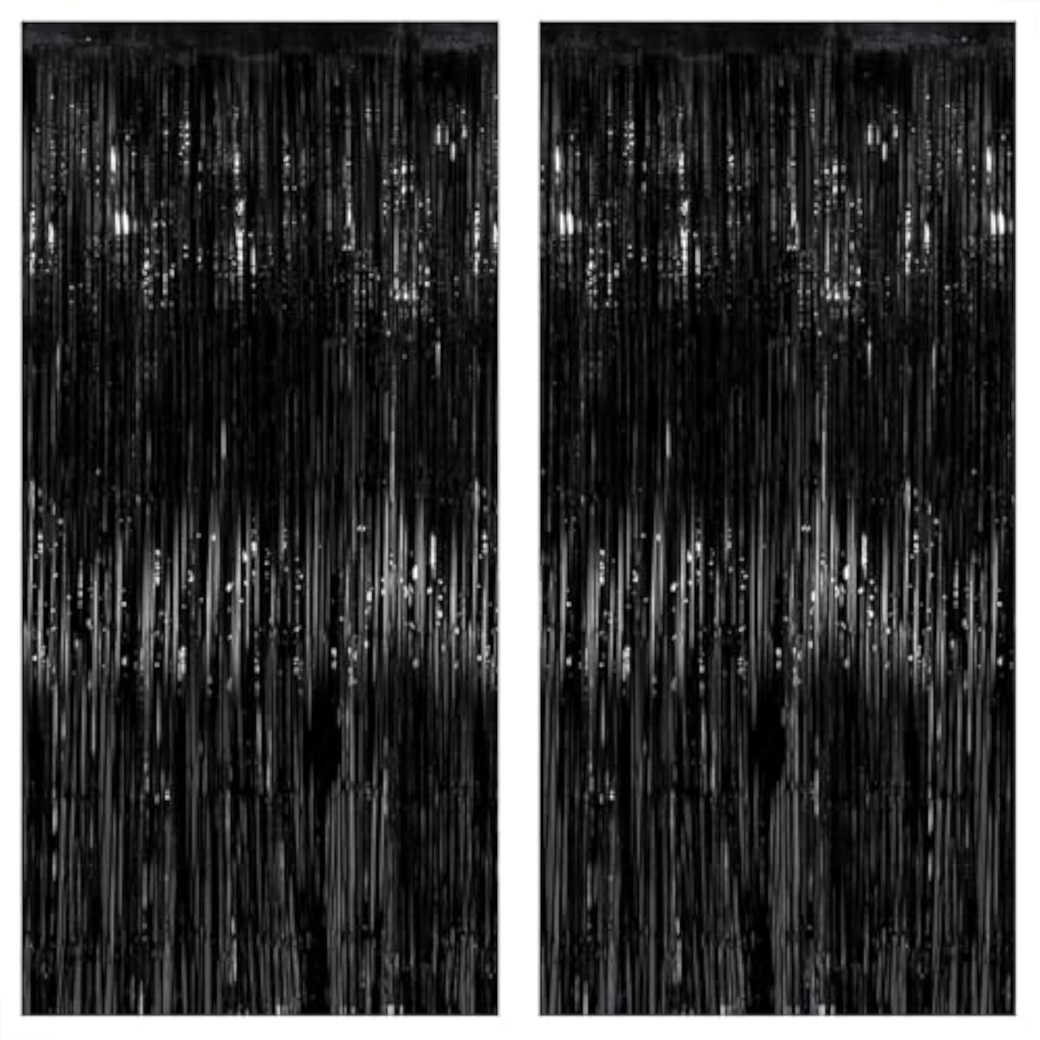 2-Pack Large Black Fringe Backdrop Tinsel Streamers for Party & Halloween Decor