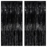 Large Black Fringe Backdrop 2 Pack Tinsel Streamers for NYE 2026 Party