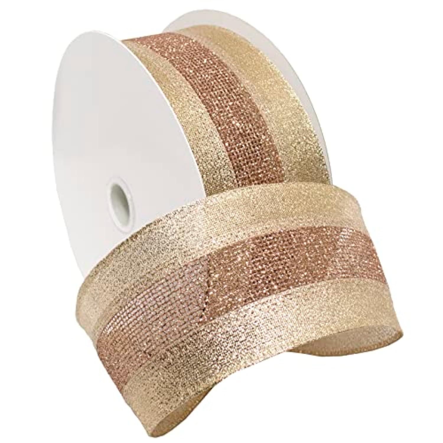 7724.60/20-430 Wired Dimensions 2.5" X 20 Yd Wired Ribbon, Blush/Gold,