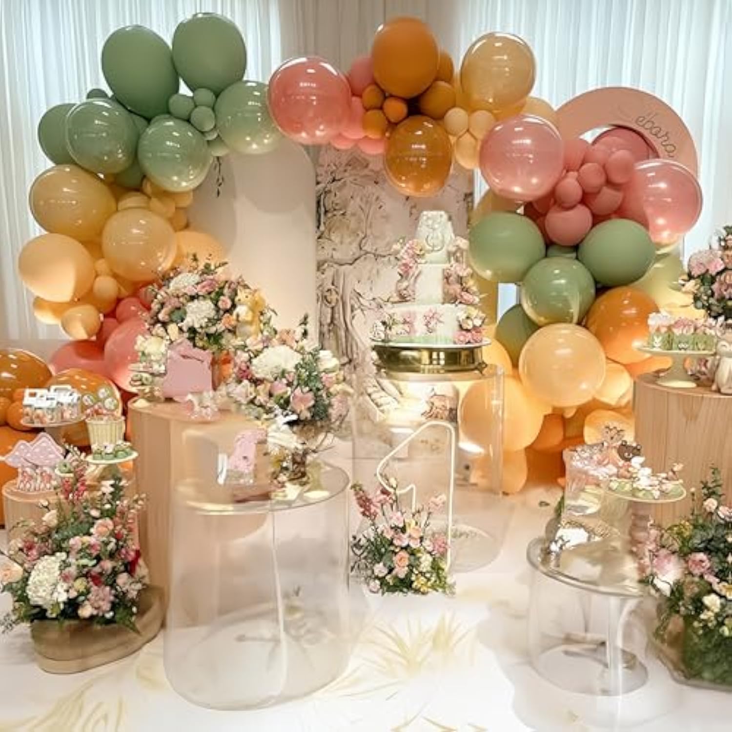 Sage Green & Pink Balloon Arch Kit: Fall Party Decor