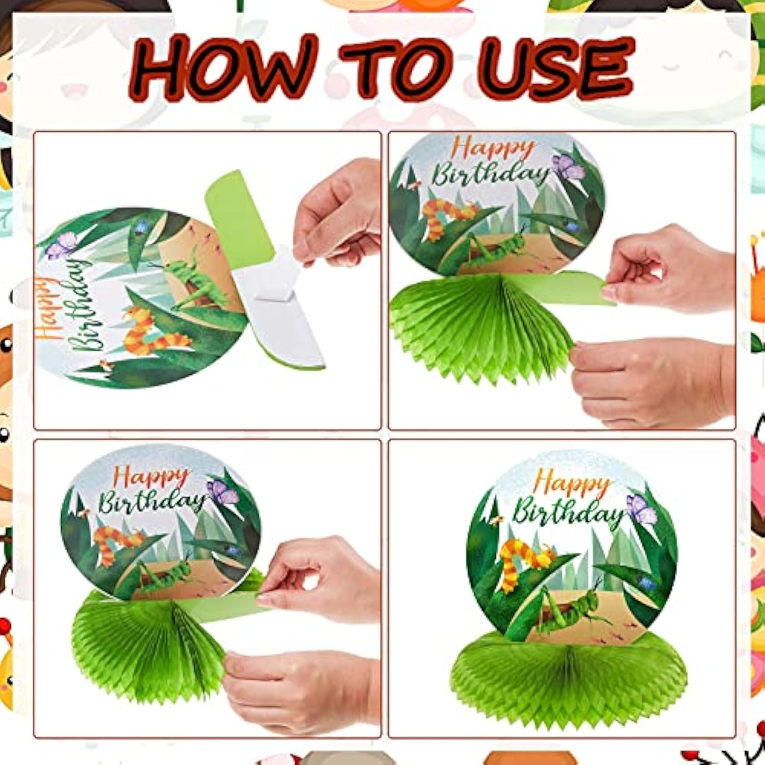 28pcs Bug Party Decorations – Insect Banner, Swirls & Centerpieces for Kids Birthday or Baby Shower