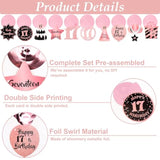 17Th Birthday Decorations For Girls Rose Gold Pink Pre Assembled Happy Birthday Banner And Hanging Swirls 17 Years Old Party Decorations Supplies 17Th Birthday Gifts For Girls