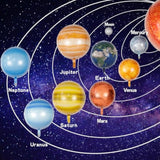 12Pcs 22Inch Solar System Balloon, 3D Helium Foil Planet, Moon, Earth, Sun, Mercury, Mars, Venus, Jupiter, Saturn, Uranus, Neptune Balloon For Space Birthday Party