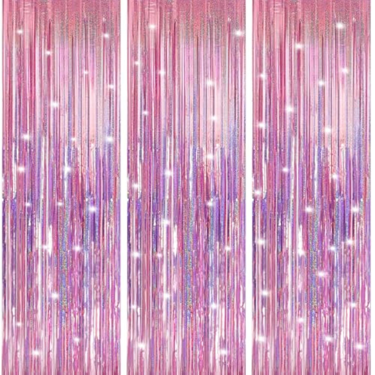 3 Pack 3.3 X 9.9 Ft Pink Foil Fringe Backdrop Curtain, Streamer Backdrop Curtains, Streamers Birthday Party Decorations, Tinsel Curtain For Parties, Galentines Decor, Preppy, Photo Booth