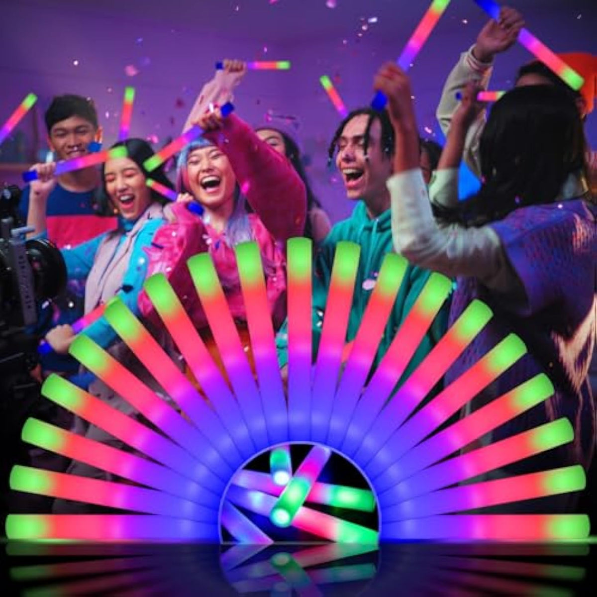 48 Pcs Led Foam Glow Sticks Bulk, Glow In The Dark Party Supplies With 3 Modes Colorful Flashing, Neon Party Favors For Birthday, Wedding, Carnival, Concert, New Year