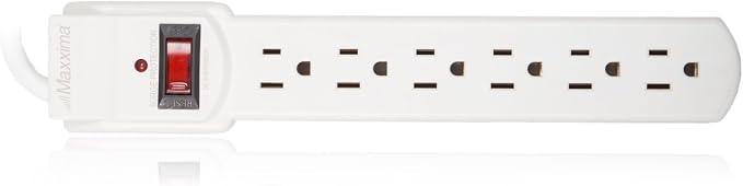 6 Outlet Surge Protector Power Strip 4 Pack 300 Joules with On Off Switch for Home Office