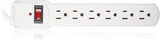 6 Outlet Surge Protector Power Strip 4 Pack 300 Joules with On Off Switch for Home Office