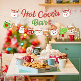 Christmas Hot Cocoa Bar Banner with Glitter Winter Snowman Decorations