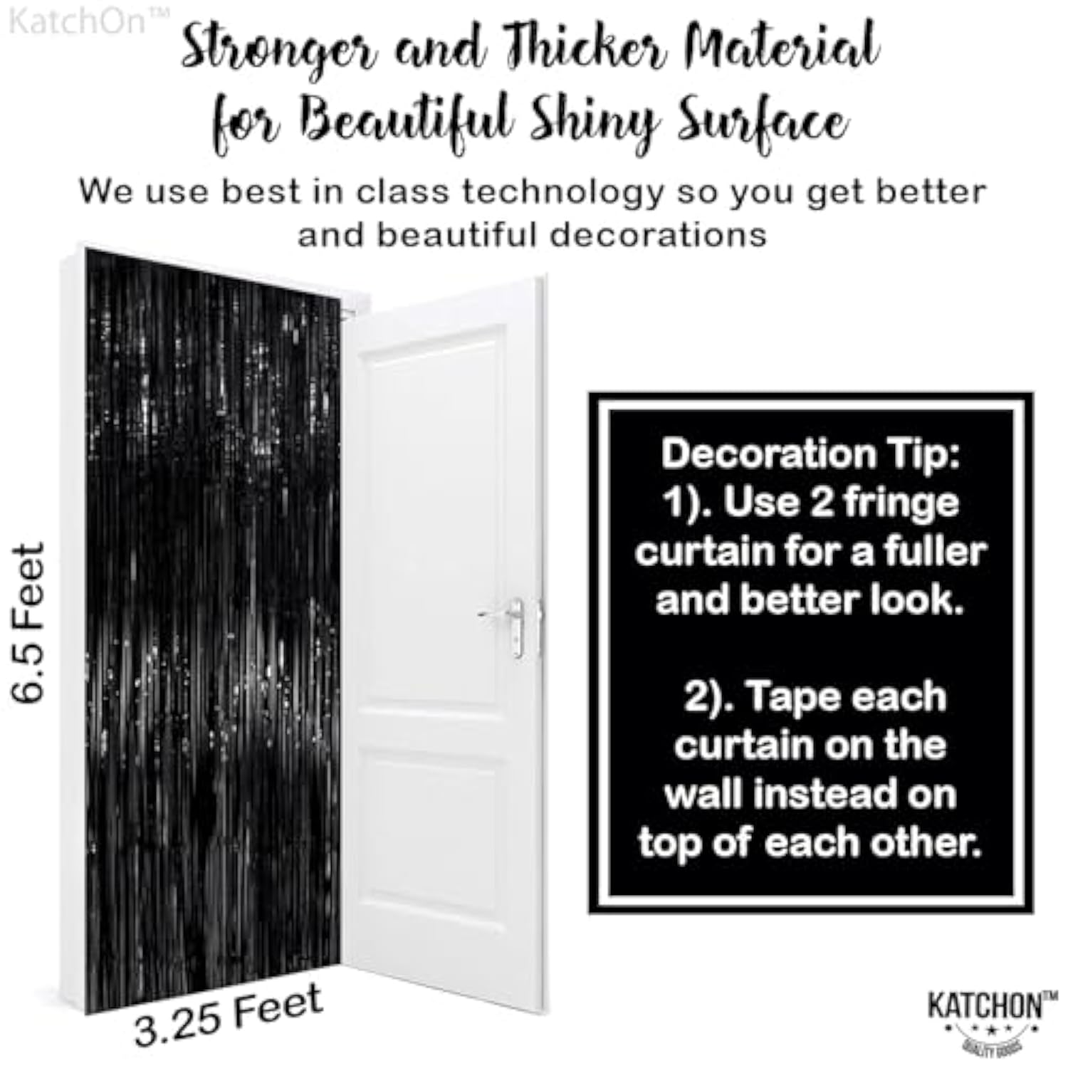 2-Pack Large Black Fringe Backdrop Tinsel Streamers for Party & Halloween Decor