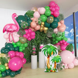 165Pcs Flamingo Tropical Balloon Arch Garland Kit, Hot Pink Green Gold Foil Coconut Flamingo Balloons With Palm Leaves For Hawaiian Luau Aloha Summer Beach Tropical Birthday Party Decorations
