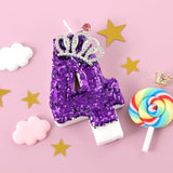 Purple Birthday Candle Crown Number 4 Candles Cake Candle,Purple Birthday Cake Topper Cupcake Decorations Party Decor For Girls And Women Anniversary Celebrations Supplies Favors
