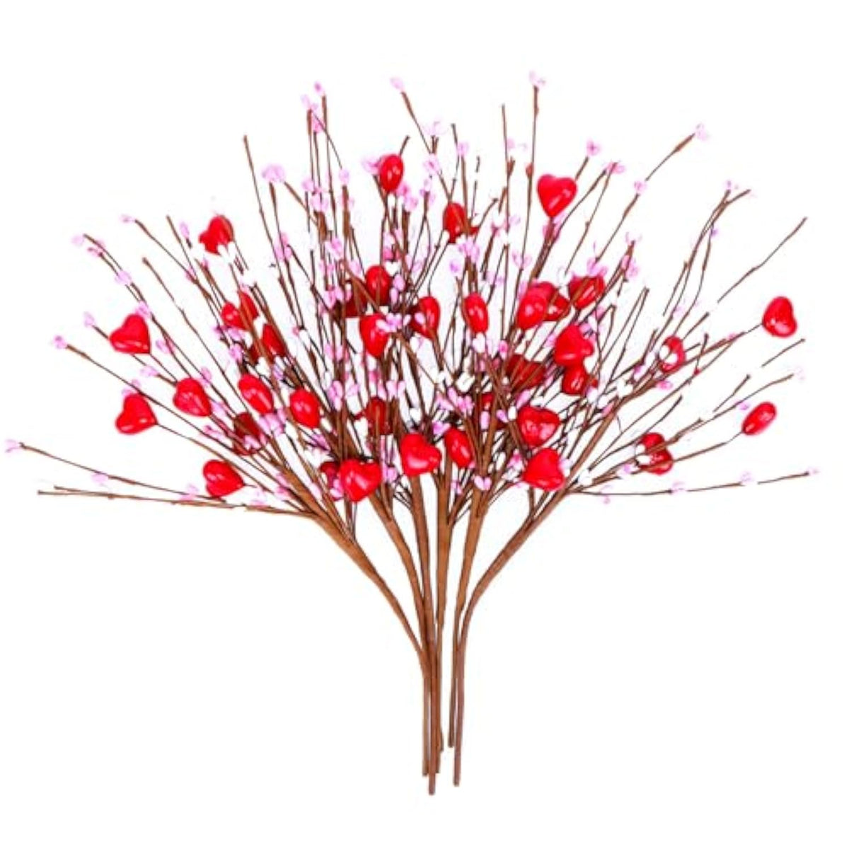 Valentine’S Day Gifts, Valentines Day Decorations, 6 Pcs Artificial Berry Flower Stems Red Heart Shaped Berry Picks For Valentine’S Day, Propose, Wedding, Home Decor