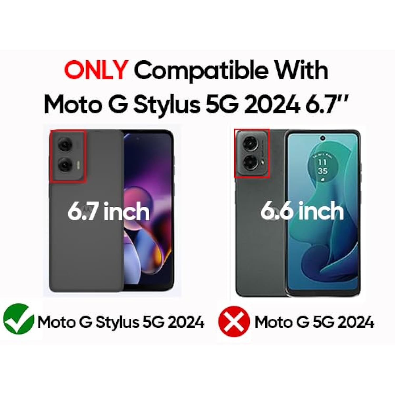 For Motorola Moto G-Stylus-5G 2024 Case [Not Fit G 5G 2024]: With Glass Screen Protector Camera Lens Protector, Heavy Duty Shockproof Phone Cover Funda Para Ring Stand Moto G Stylus 2024, Black