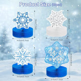 10Pcs Christmas Snowflake Honeycomb Centerpieces Winter Wonderland Tabletop Signs Blue Silver Tiered Tray Decor for Birthday Christmas Frozen Party Decorations Supplies