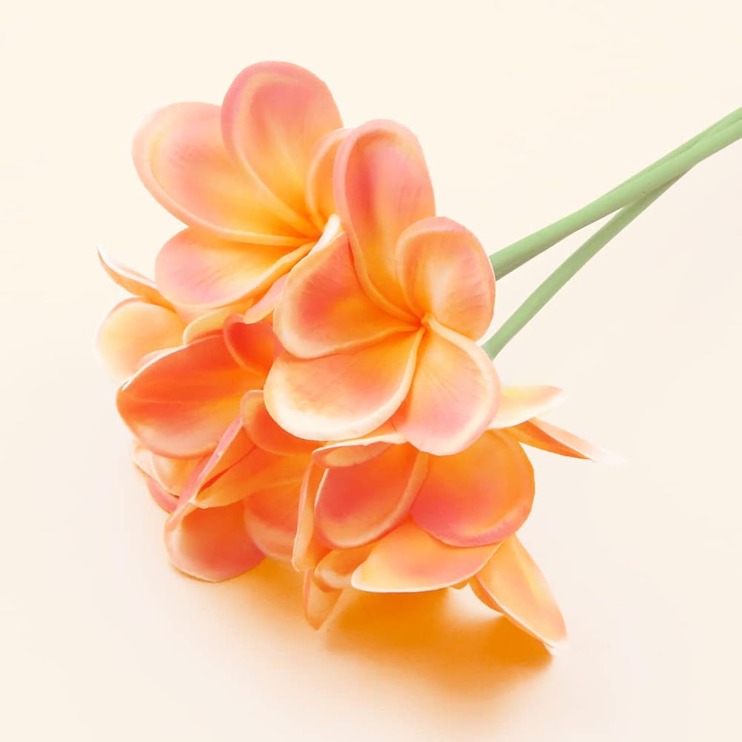 3 Pcs Artificial Plumeria Flowers,Real Touch Lifelike Plumeria Frangipani 9 Fake Flower Bouquets With Stems For Home Office Wedding Engagement Party Decoration Diy Craft Gift (Pink +Orange)