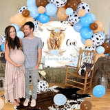 Highland Cow Baby Shower Decor - Blue Cow Balloon Garland & Baby Backdrop Kit