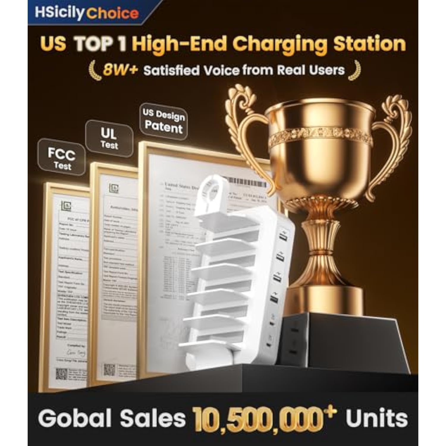 95W Fast Charging Station For Multiple Devices?Ul & Fcc Tested Safer Charging? 6-Port Usb Charging Dock With 2 Pd-Port, Compatible With Iphone/Android/Macbook/Ipad/Tablet/Kindle/Apple Watch & More