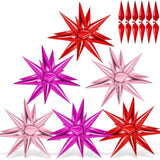 72 Pcs Pink Red Rose Gold Star Balloons, Big 26 Inch Explosion Starbur