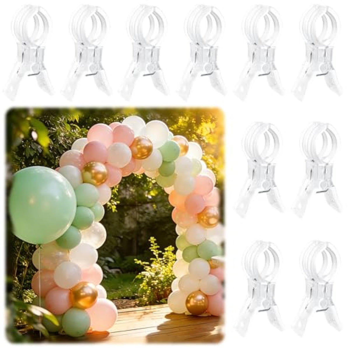 10 Pack Balloon Arch Clips For Backdrop | Plastic Transparent Spring Clamps | 3.5 Inch Heavy Duty Clip For Backdrop Stand | Birthday Wedding Decoration | Photography Studio | Crafts | Clothing