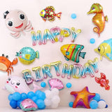 15Pcs Ocean Themed Party Decorations, Under The Sea Ornaments, Starfish Octopus Seahorse Lobster Cute Marine Balloons, Huge Marine Sea Balloon For Baby Shark Birthday Decorations
