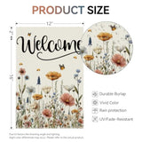 Spring Floral Garden Flag Double Sided 12X18 Inch Floral Hello Spring Sign, Seasonal Welcome Yard Flag Banner House Farmhouse Outdoor Decor Burlap