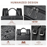 Leather Laptop Backpack For Women 15.6 Inch Laptop Travel Backpack Purse Casual Daypack With Laptop Compartment For College Work Nurse Business Weekender, Black