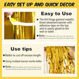 6 Pack 10 Ft Gold Foil Fringe Garland Metallic Streamers Tinsel Banner Wall Hanging Garland Backdrop For Parade Floats, Halloween, Christmas, Thanksgiving, New Year Party Decorations