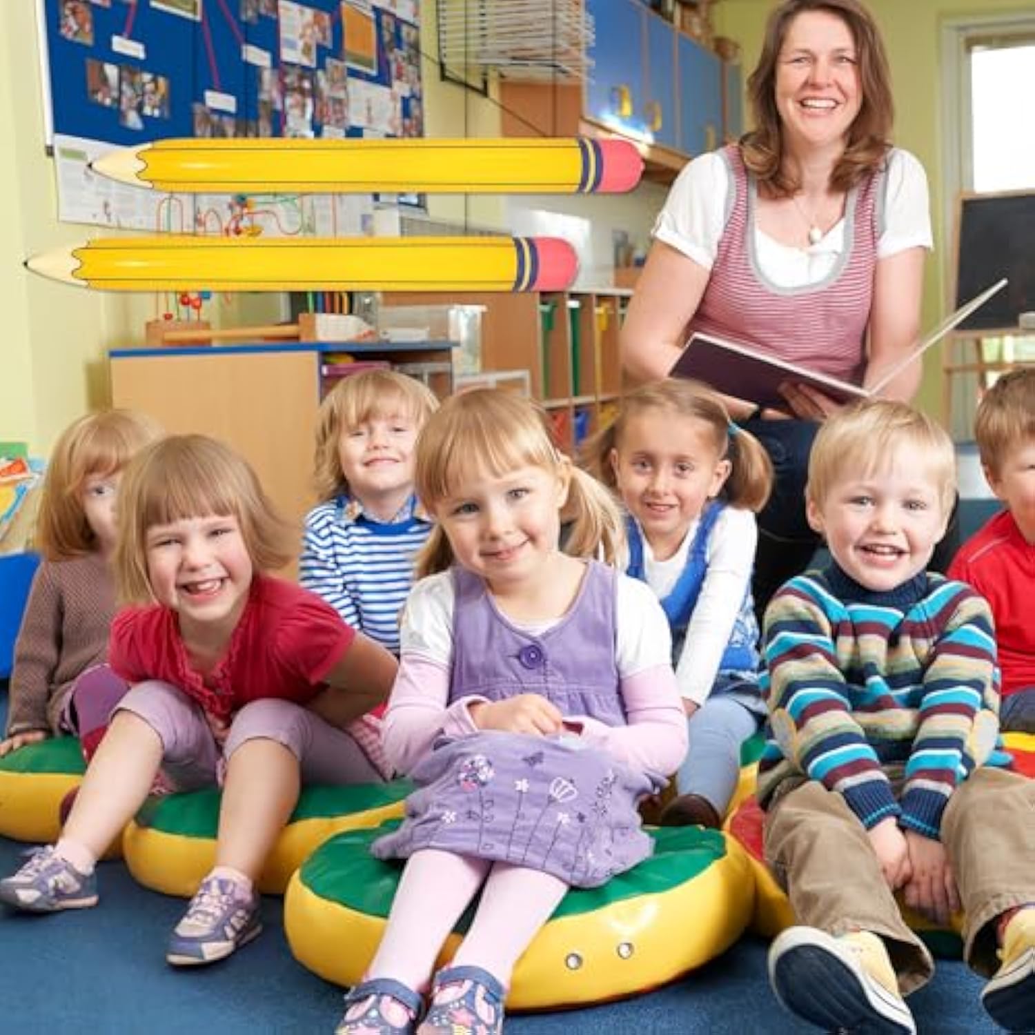 Back to School Pencil Balloons 2 Pack 44" Yellow Pen Foil Classroom Party Decor