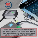 Adapter 90 Degree USB5.0 80Gbps Male to Female Up Down Angled Extension Adapter with Lanyard Keychain 240W 16K 8K 5K Compatible with USB4.0