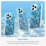 Hue - for iPhone 15 Pro Case Compatible with Magsafe Ocean Wave Phone Case with 360° Shock-Absorbent Bumper Cute Unique and Aesthetic Phone Cover for Girls and Women