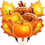 Pumpkin, Acorn, Maple Leaf Mylar Balloons: 8-Piece Fall Decor Set