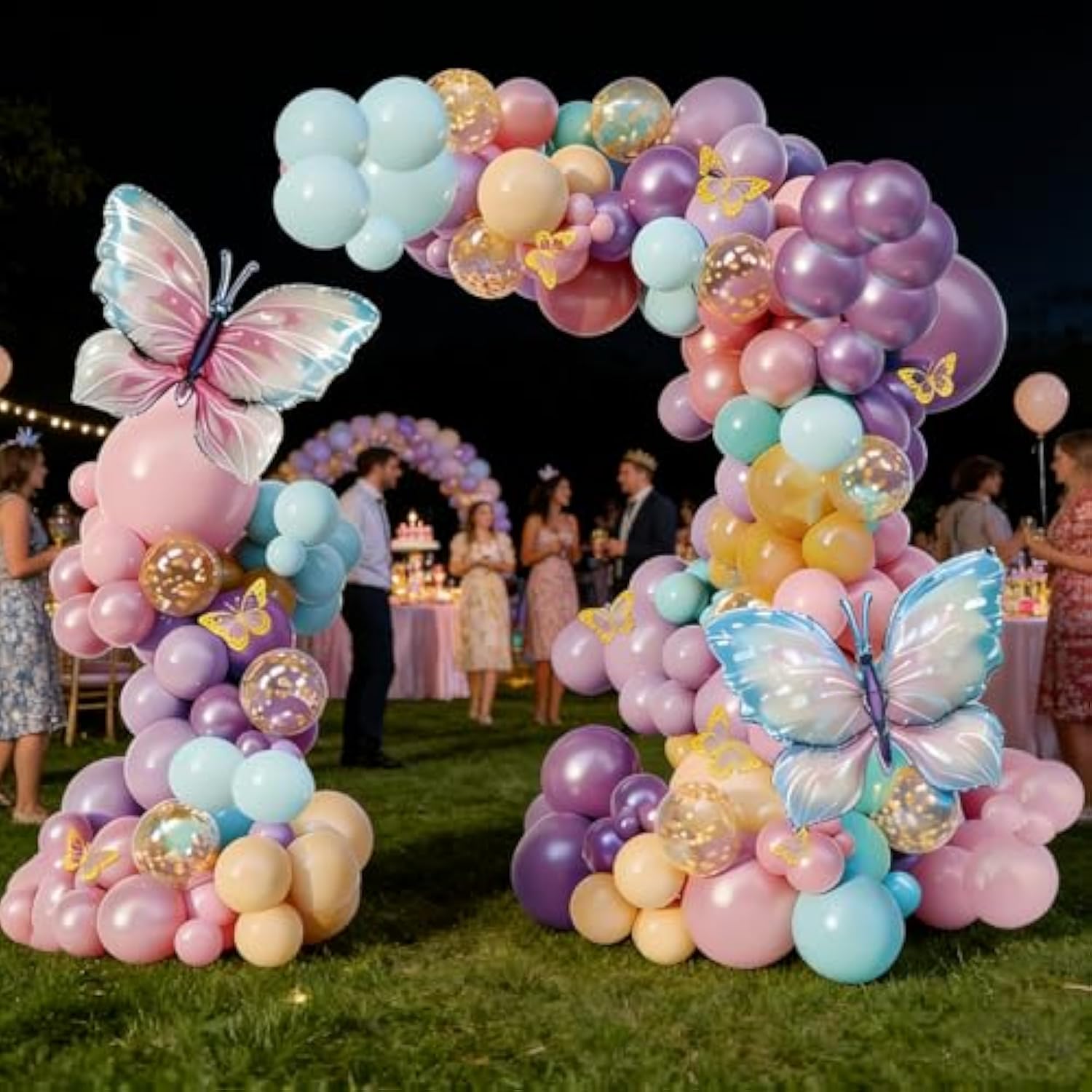 Balloon Garland, Ballon Arch, Purple Balloons Arch Kit, 103-Piece Blue & Purple Balloon Set With Butterfly Accents, Elegant Spring Party Decorations For Special Occasions