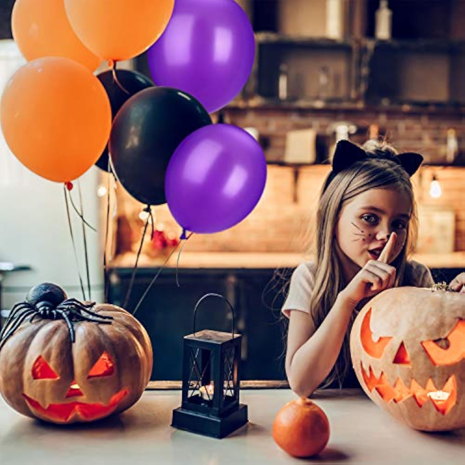 100Pc Halloween Balloons – 13" Orange Purple Black Latex Party Decorations