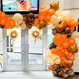 142PCS Fall Balloon Arch Kit with Orange Brown Ivory Balloons for Baby Shower Party