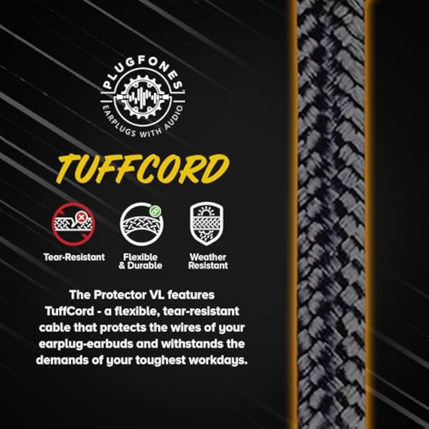 Protector Vl Audio Earbuds, Osha Compliant Earplugs With Sound, Black & Red