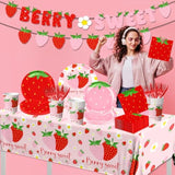 Strawberry Party Decorations,Strawberry Theme Birthday Party Tableware Set A Berry Sweet Baby Plates Napkins Cups For Berry First Birthday Party Supplies,Strawberry Baby Shower