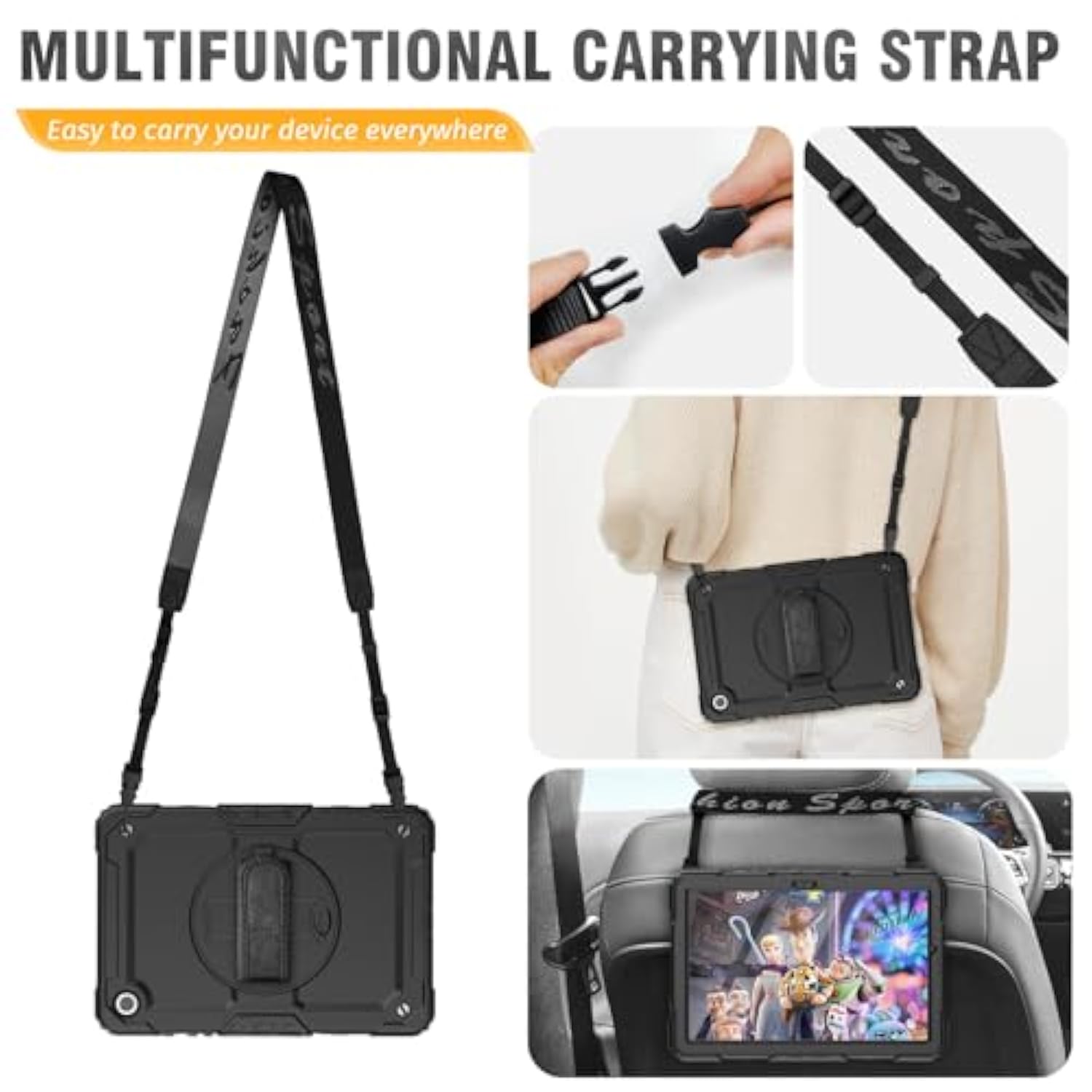 Case For Samsung Galaxy Tab A9+ Plus 11 Inch, Protective With Screen Protector/Hand Strap/Pen Holder, Sturdy Shockproof For Samsung A9 Plus Tablet Case Smx210 Smx216 Smx218 Black