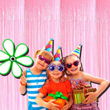 4-Pack Macaron Pink Foil Fringe Curtains 3.28x8.2 ft for Party and Photo Booth Decor