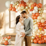 149PCS Fall Balloon Arch Kit with Brown Orange Balloons for Thanksgiving Party