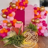 162Pcs Hot Pink Balloons Arch Garland Kit Pink Orange Gold Metallic Pastel Pink Party Balloons For Baby Shower Birthday Wedding Party Decorations (Pink Orange Gold)