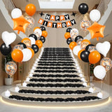 Orange Black White Halloween Birthday Balloons Banner with Stars Roses & Candles