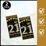 2-Pack 21st Birthday Tablecloths Black Gold 54x108 Inch Disposable Cover