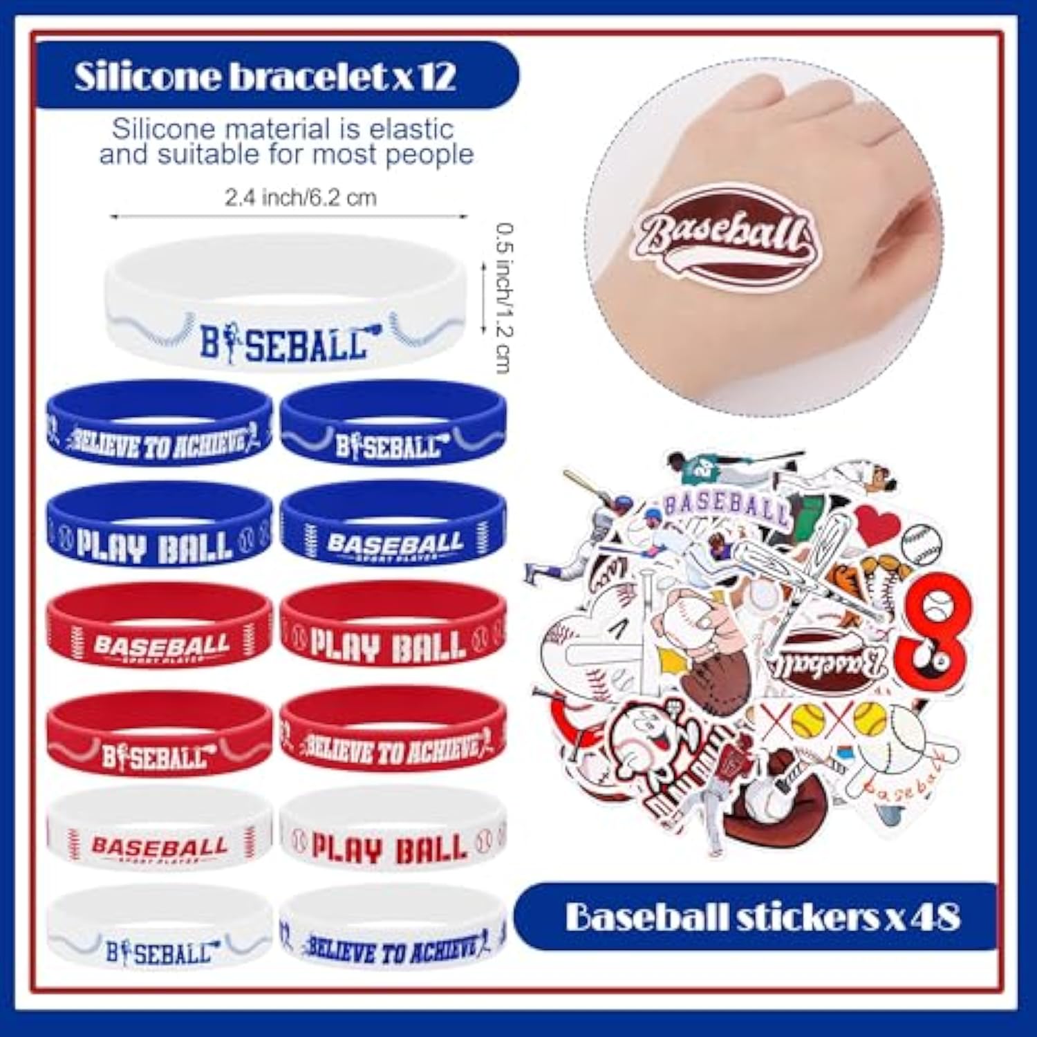 144 Pieces Baseball Theme Party Favors With Inflatable Bats Stress Baseballs Keychains Stickers Whistle Medals Bracelets Tote Bags For Sport Party Baseball Decorations Birthday Gifts