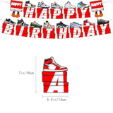 55Pcs Sneakers Birthday Themed Party Decorations, Set Contains Banner, Backdrop Balloons Party Invitation Cards And Envelopes Cupcake Toppers Cake Topper For Boys And Sports Themed Supplies