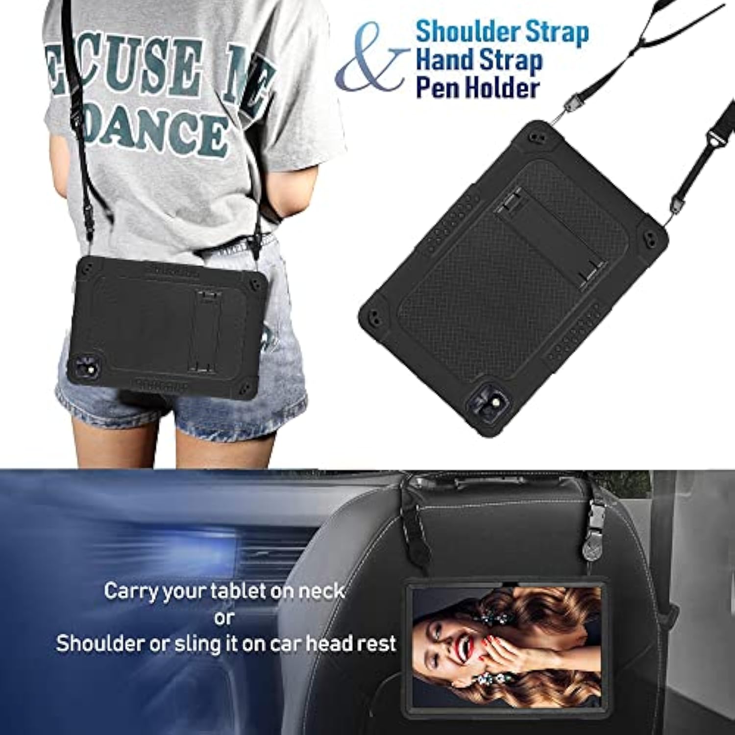 For Tcl Tab 10 5G Tablet Case With Shoulder Strap Soft Silicone&Hard Back Hybr