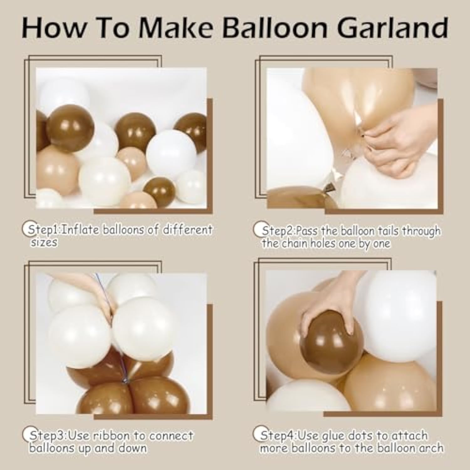 Neutral Balloon Garland Kit 140pcs | Brown Beige Nude Tan Arch Baby Shower