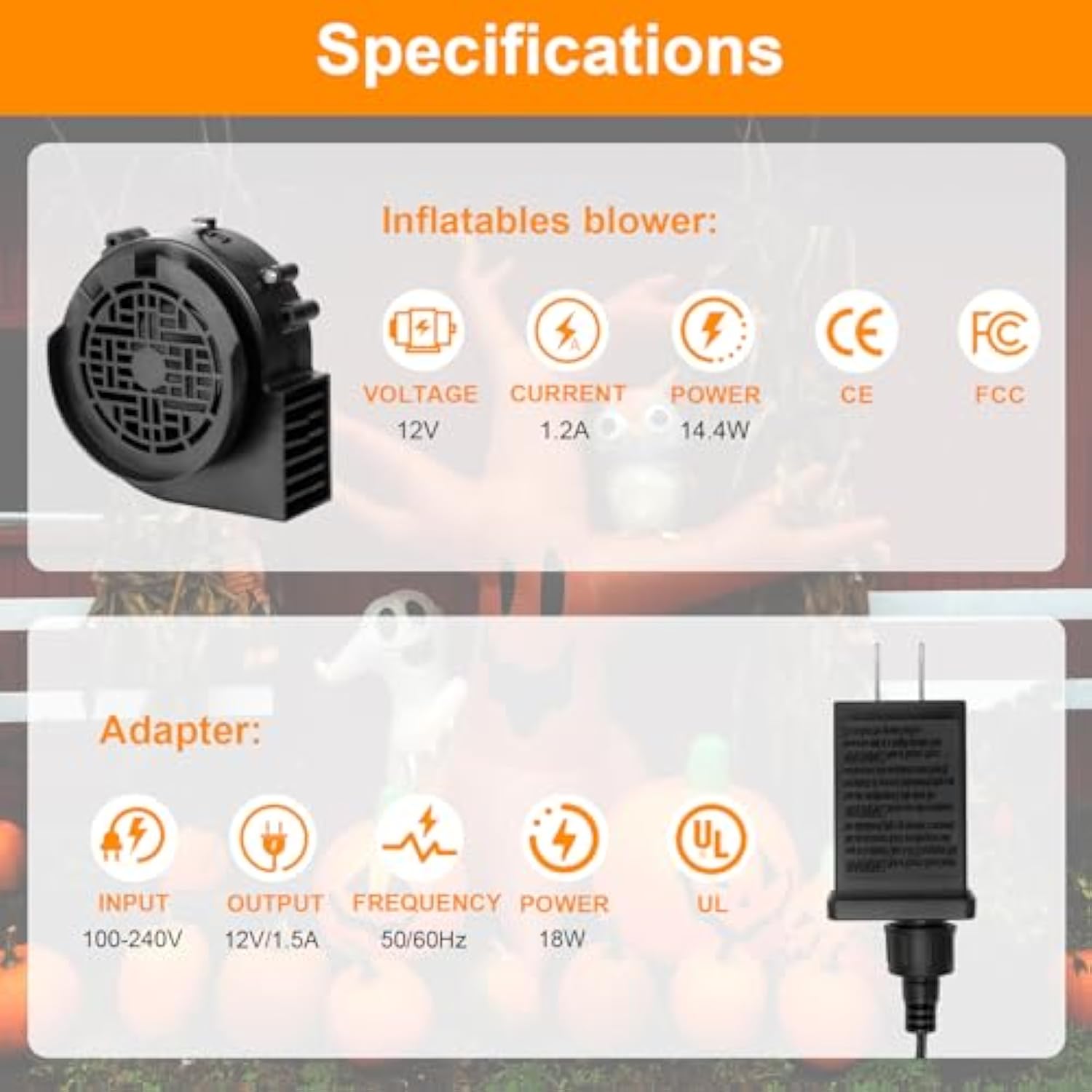 12V 1.2A Replacement Air Blower Fan For 5-12Ft Halloween Christmas Inflatables With 1.5A Adapter 5 Led Light Fans Outdoo