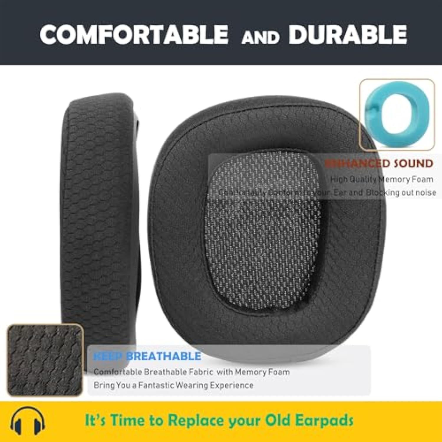 Replacement Earpads Cushion Compatible With Logitech G933 G935 G635 G633 Headsets Ear Pads With Breathable Fabric/High Density Foam