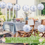 8 Pcs Blue Floral Spring Paper Lanterns 12 Inch Blue And White Hanging Paper Lantern Decorations 2 Styles Chinoiserie Lanterns For Garden Party Birthday Baby Shower Wedding Tea Home Decor